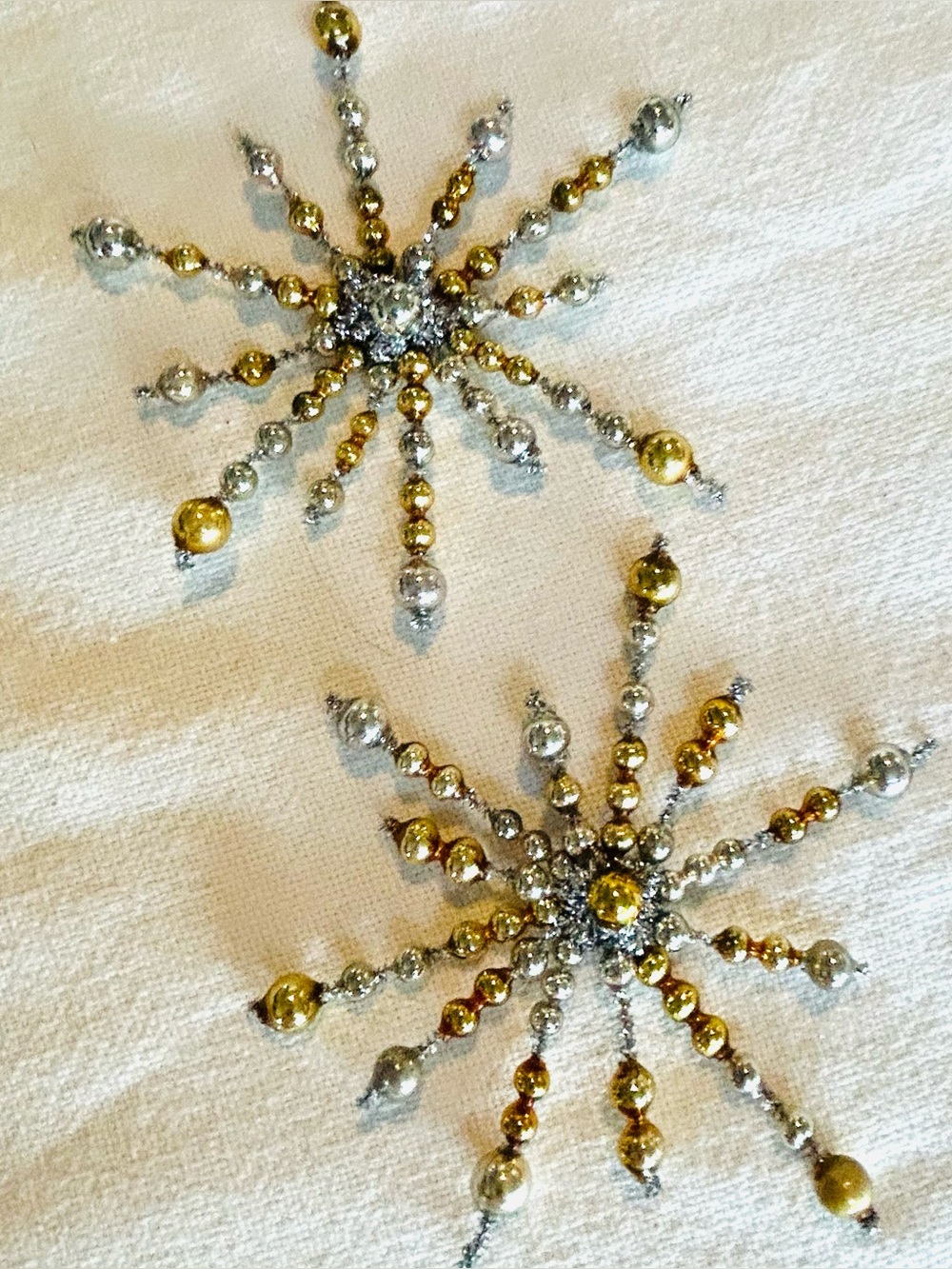Vintage repurposed holiday star burst mercury glass garland bead X-mas Ornaments